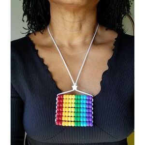 Gay Pride Necklace / Car  mirror dangler.